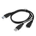 کابل هارد اکسترنال Y USB 3.0 با پورت شارژ 1 متری