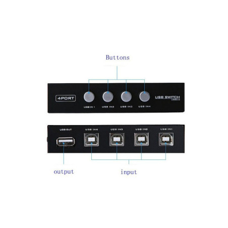 دیتا سوییچ 4 پورت USB 2.0 دستی اسکنر و پرینتر