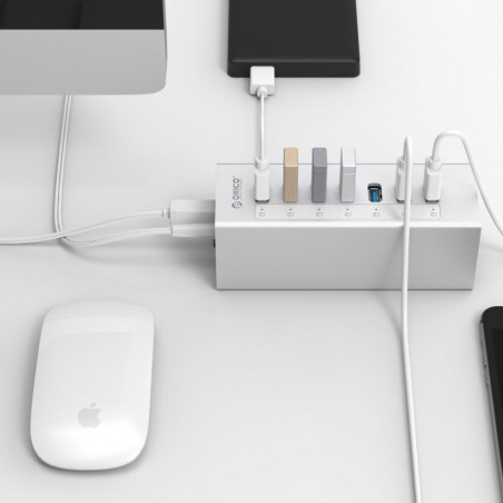 هاب فلزی 7 پورت آداپتور دار اوریکو A3H7 USB 3.0 ORICO
